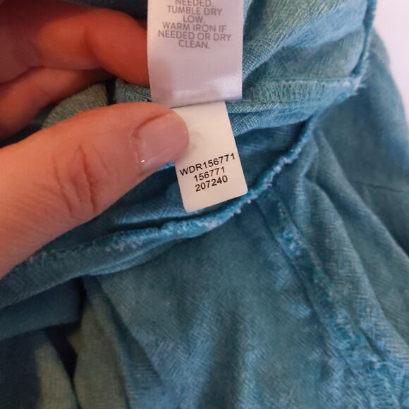 Pure Jill Women's M Chambray Blue Linen Blend Sleeveless Midi Shift Soft Dress - Picture 5 of 9